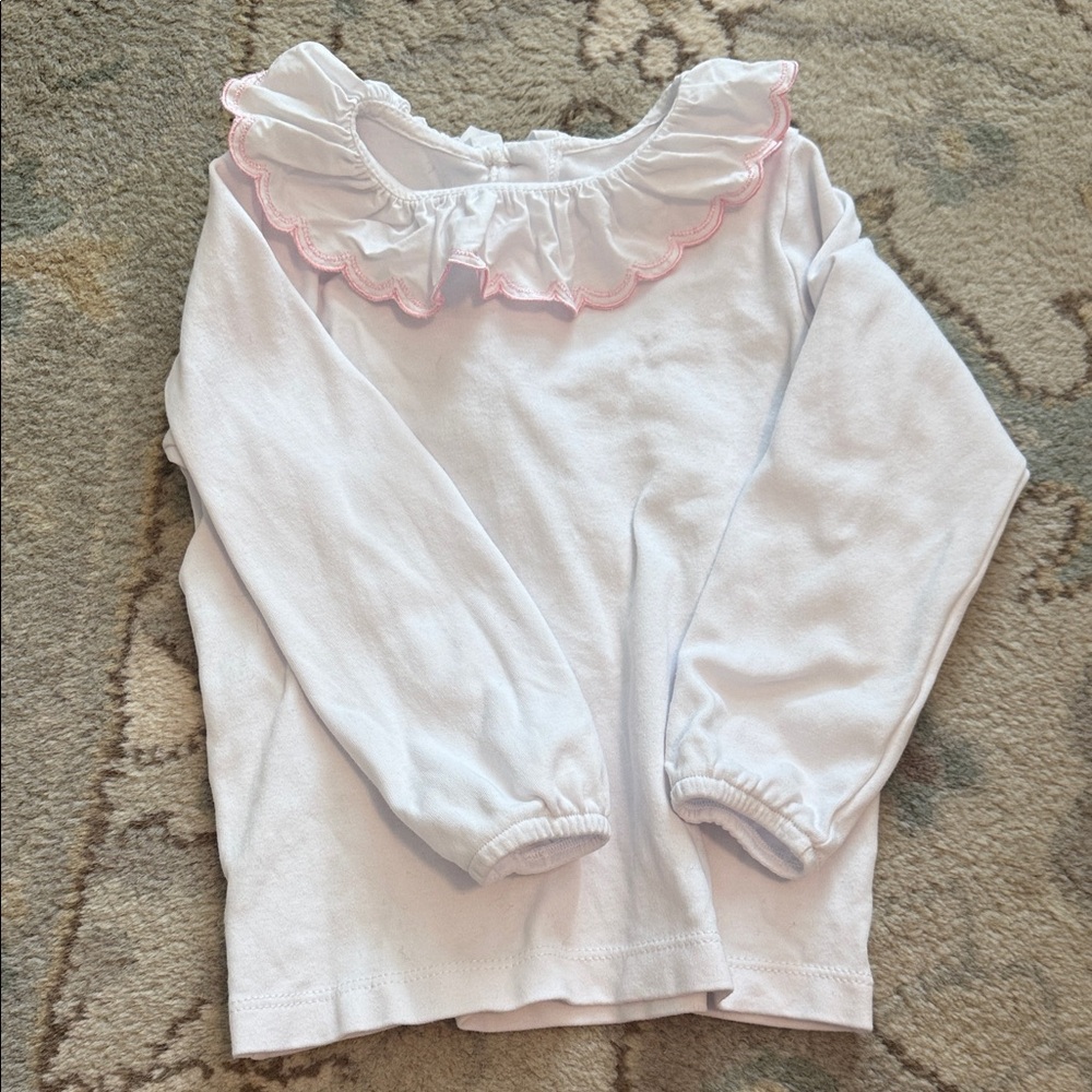 Little English 3T Pink Scalloped White Ruffled Kids Top